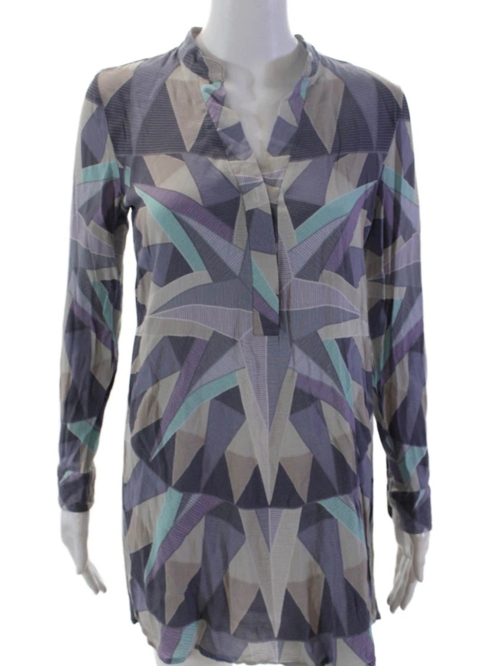 Mara Hoffman Light Lavender & White Printed Shirt Dress Or Tunic Top SZ XS